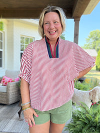 Chloe Stripe Top - Brick