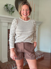 Autumn Lines Cream and Brown Striped Sweater