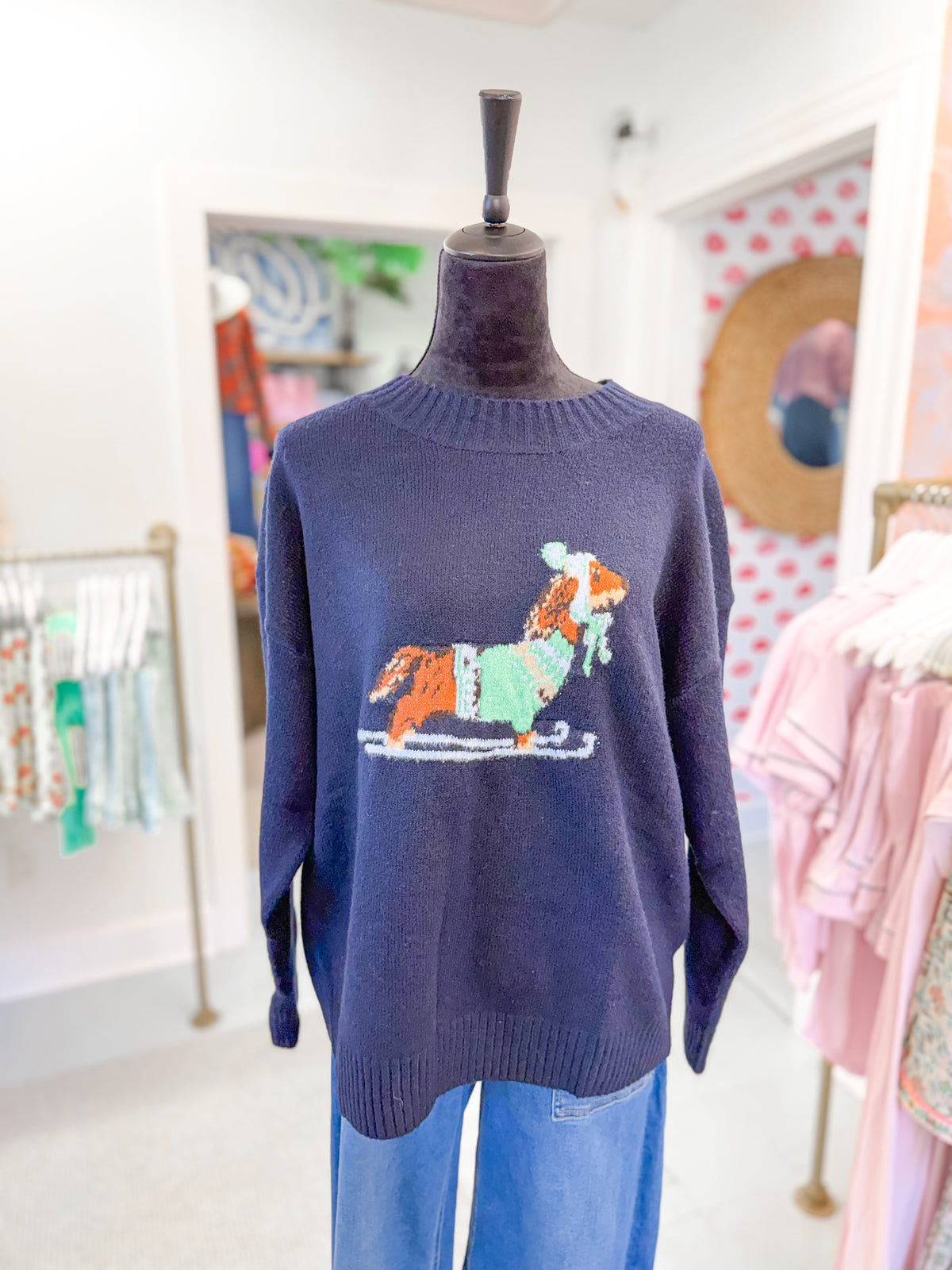 Navy Dachshund Sweater