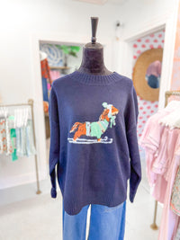 Navy Dachshund Sweater