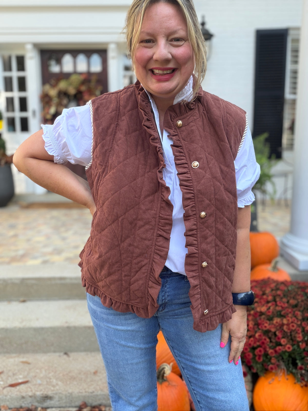 Harvest Corduroy Vest - Brown
