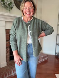 Blair Button Down Cardigan - Dark Sage