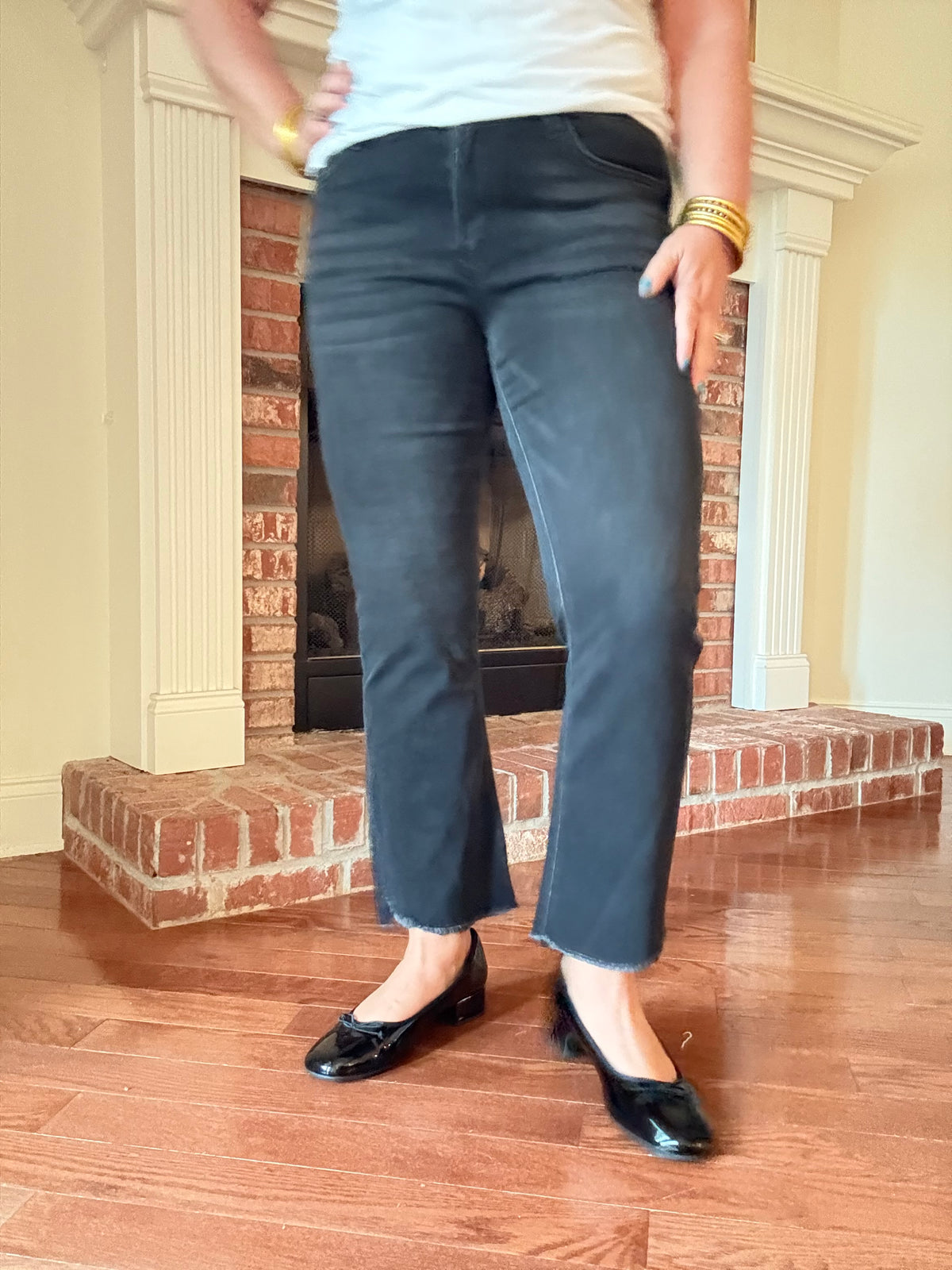 Allison Vervet Black Mid Rise Super Soft Crop Flare Jeans
