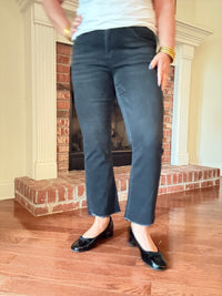 Allison Vervet Black Mid Rise Super Soft Crop Flare Jeans