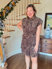Sleeveless Suede Cheetah Print Dress