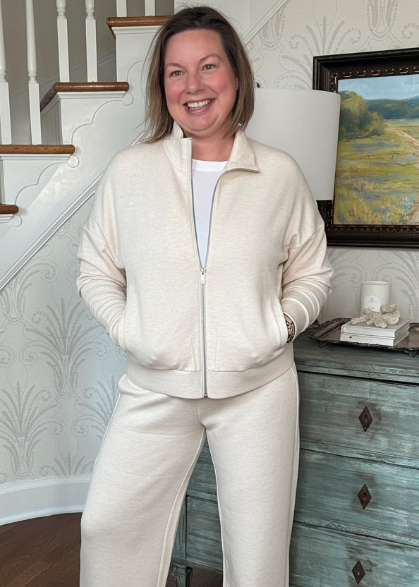SPANX Track Jacket - Oatmeal Heather