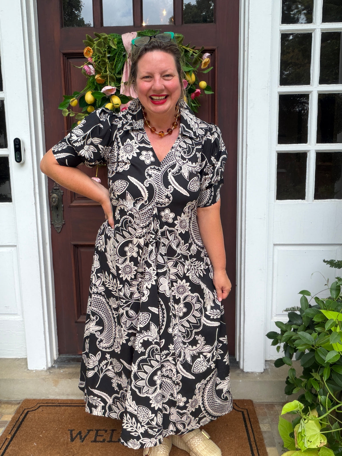 Paisley Floral Print Midi Dress