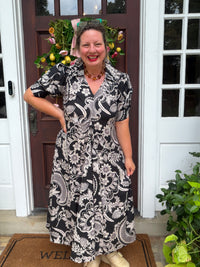 Paisley Floral Print Midi Dress