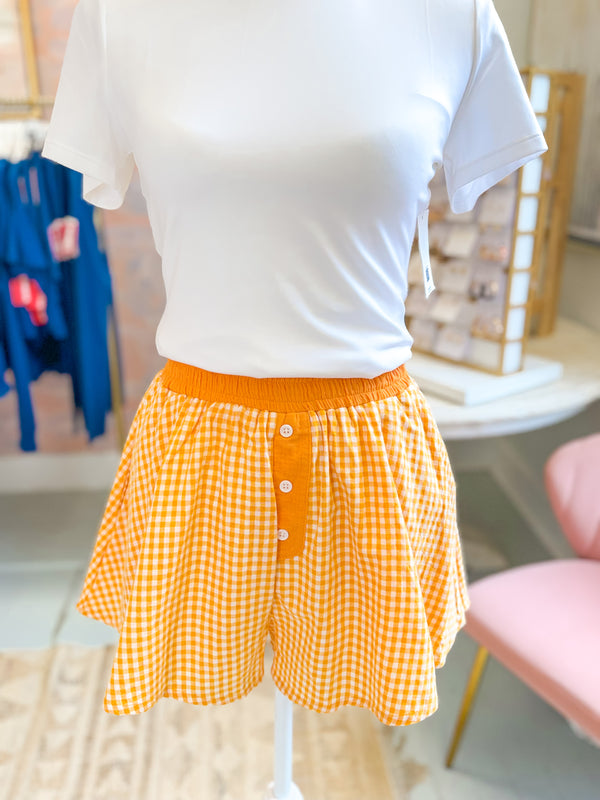 GameDay Gingham Check Boxer Flare Shorts