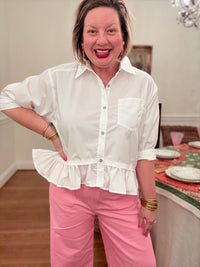 Ruffle Hem Peplum Top