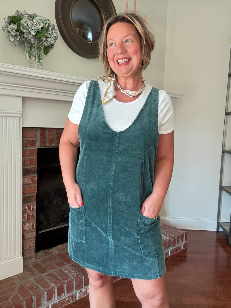 Rosie Corduroy Romper - Washed Teal