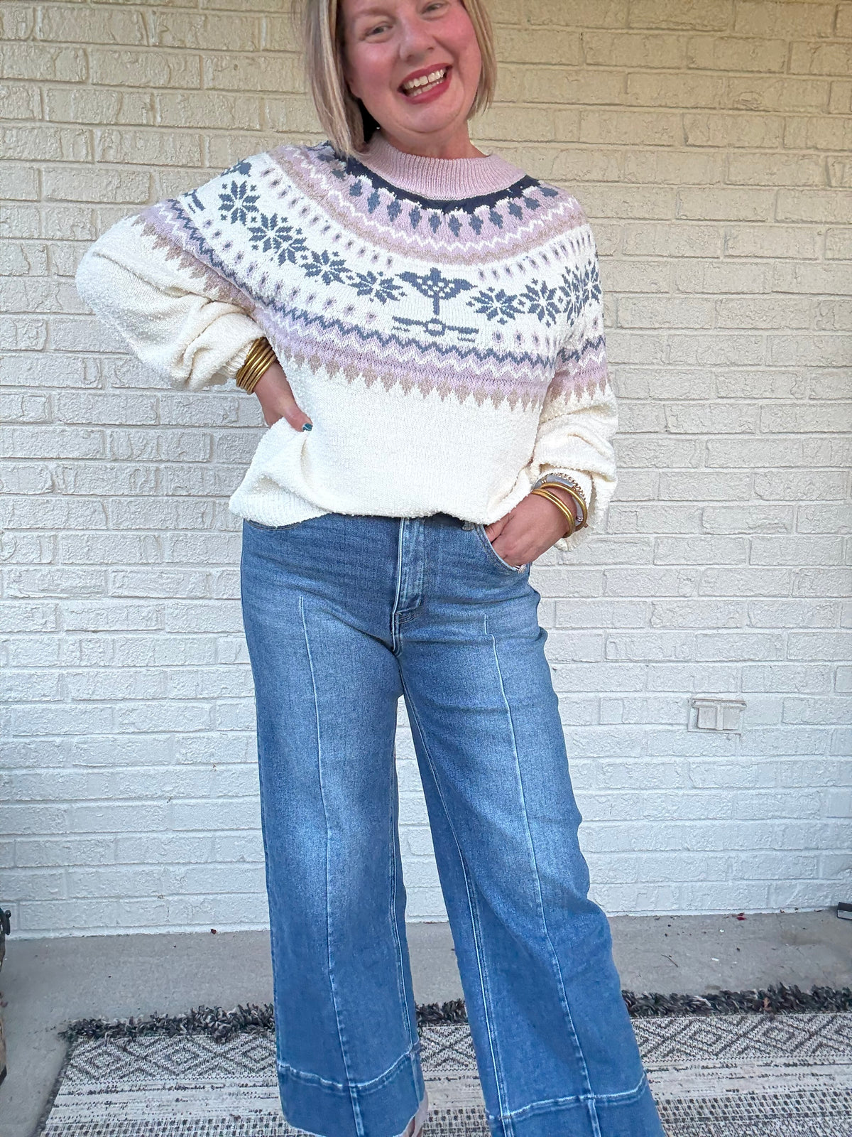 Snowglow Stitch Lavender and Blue Sweater