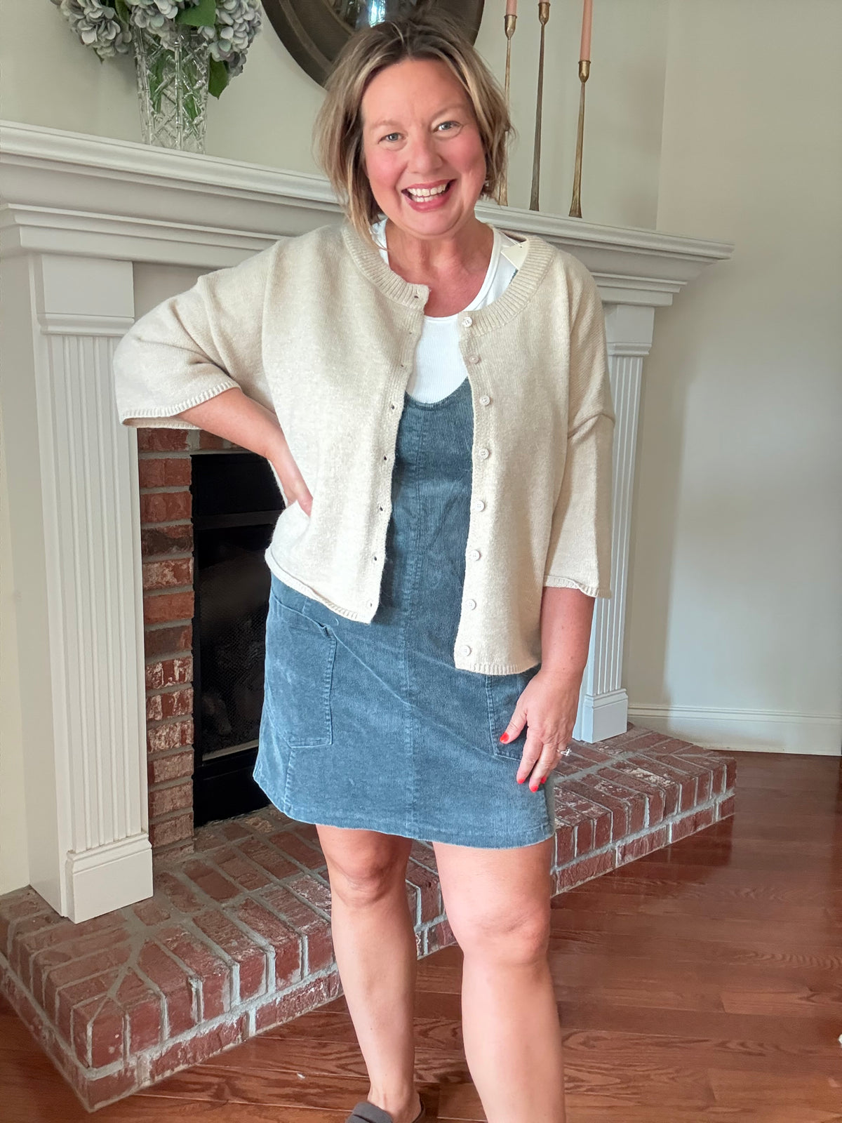 Nina Button-Up Cardigan Sweater - Oatmeal