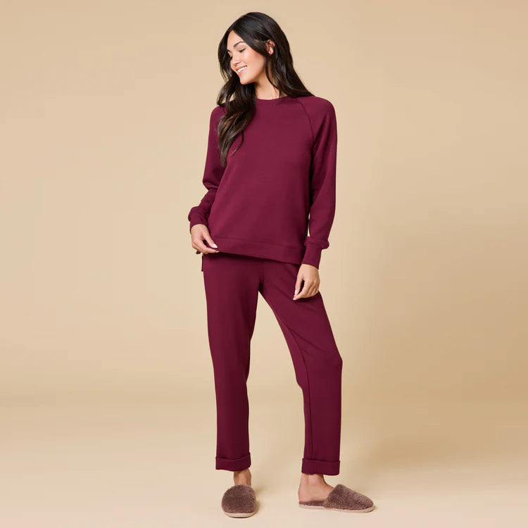 Softies DreamTech Crew Tunic with Side Zip & Long Pant - Cherry Cola