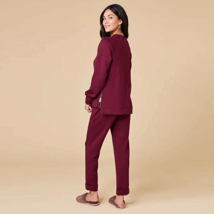 Softies DreamTech Crew Tunic with Side Zip & Long Pant - Cherry Cola