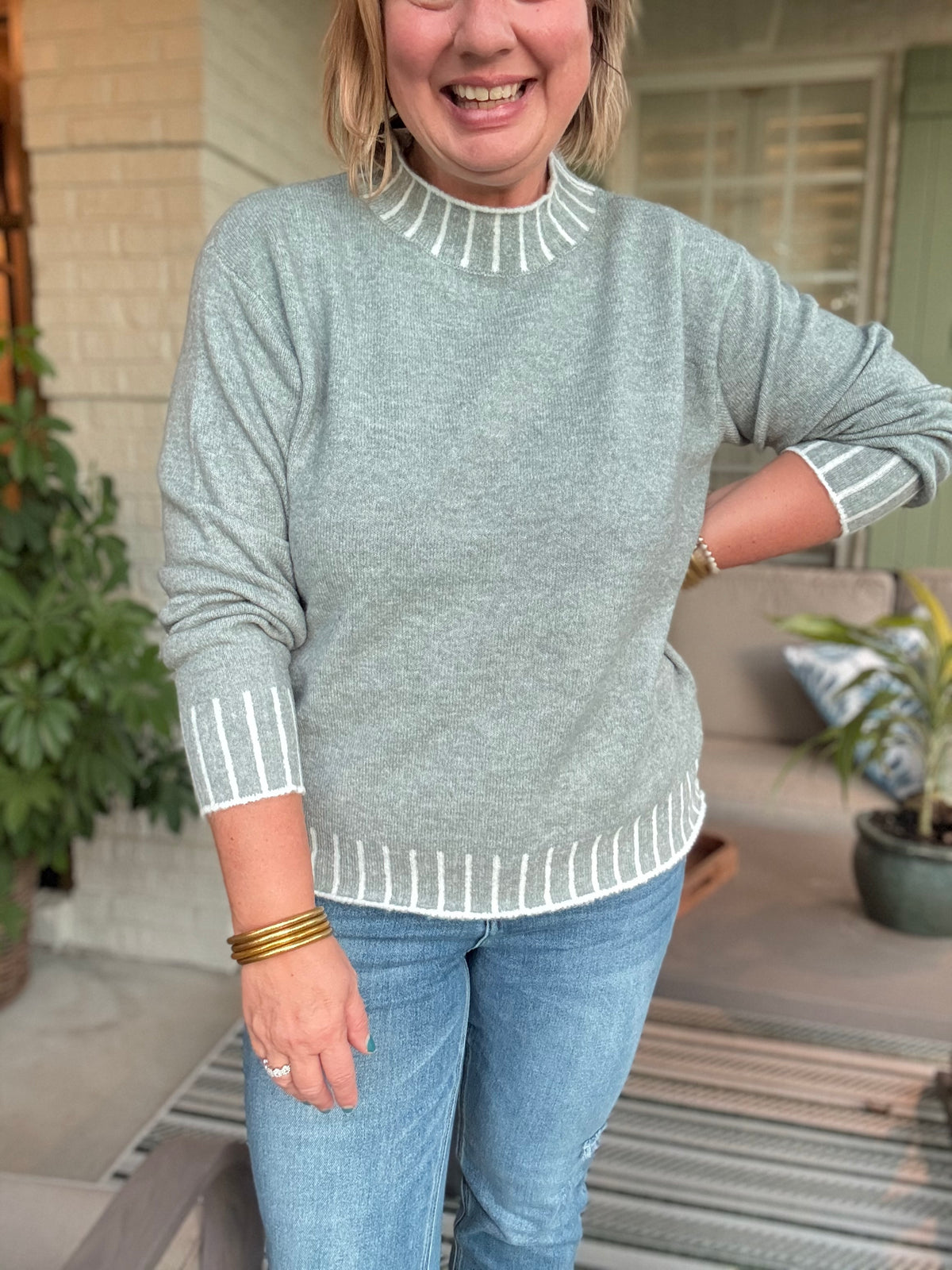 Mae Mock Turtleneck Sweater - Light Blue