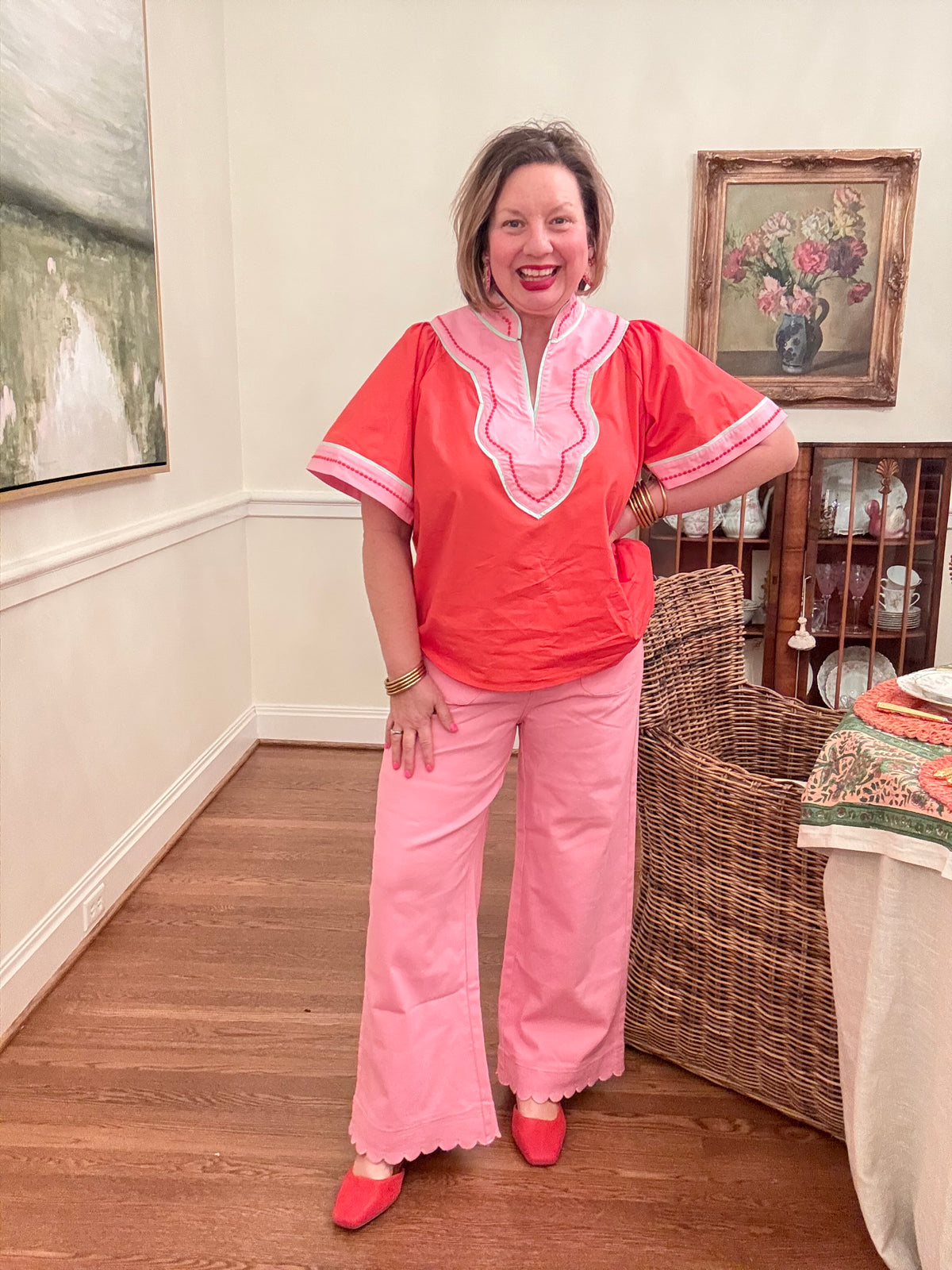 Wide Sleeve V-Neck Top