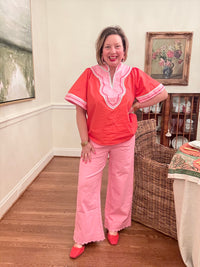 Wide Sleeve V-Neck Top