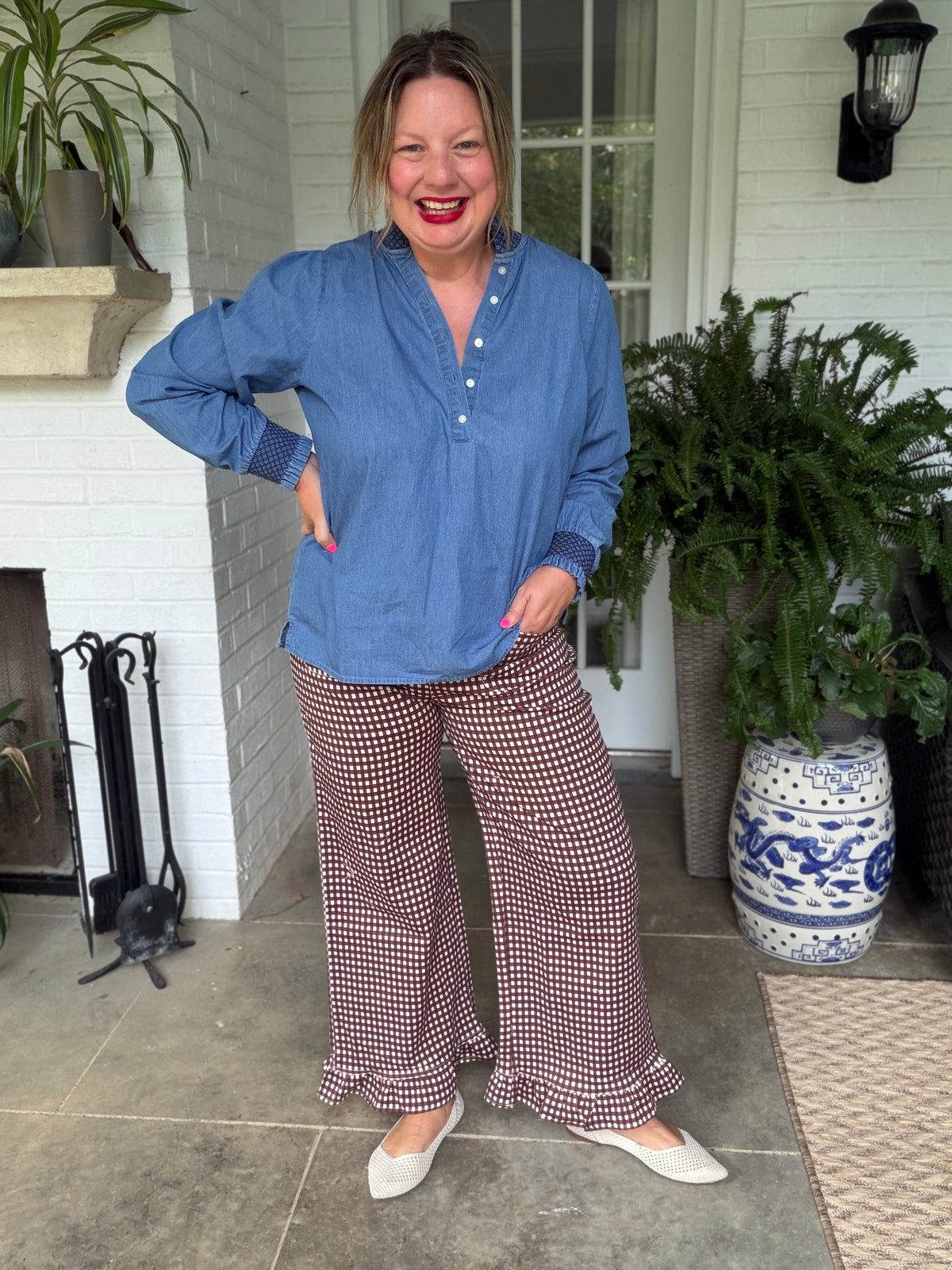 Checkered Pant - Brown