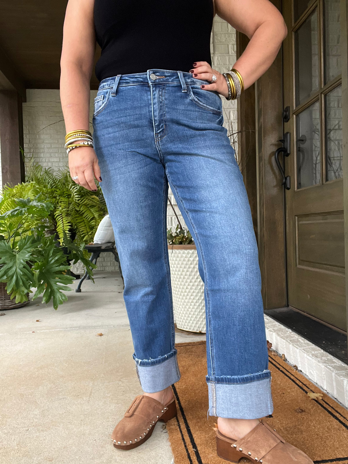 Daphne Cuffed Straight Leg Jeans