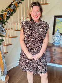 Sleeveless Suede Cheetah Print Dress