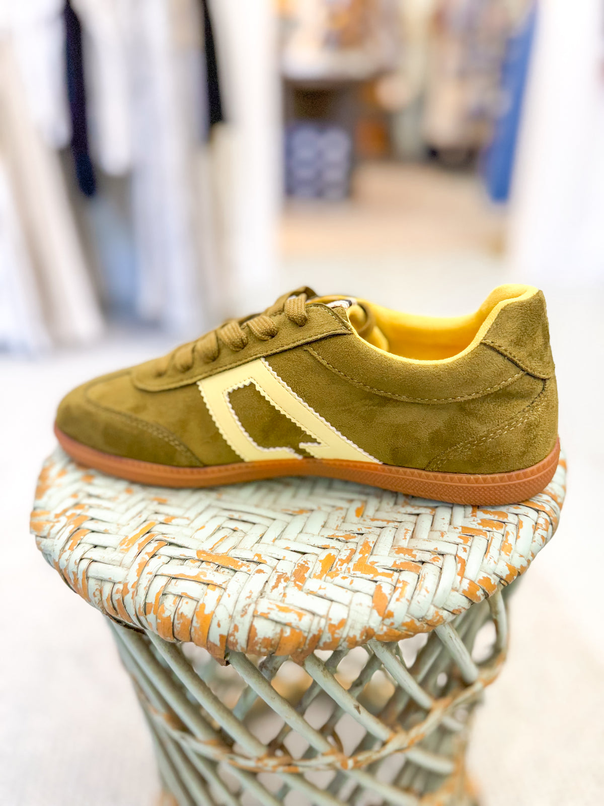 Saffron Sneaker - Olive Green and Yellow