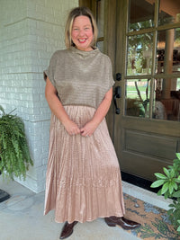 Glam Satin Wrinkled Skirt - Taupe