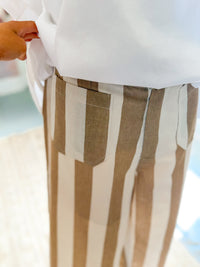 Taupe Stripe Wide Leg Pants