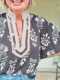 Laurel Floral Top - Black