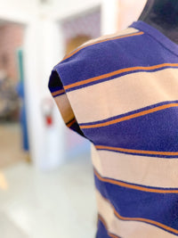 Navy and Camel Striped Sweater Dress