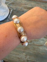 Gold Pearl Link Bracelet