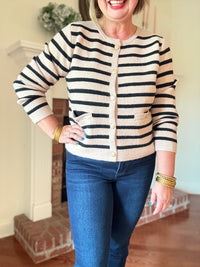 Gold Coast Striped Cardigan - Taupe