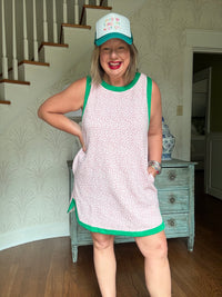 Happy Runaround Dress - Pink w/ Green Trim