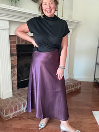 Plum Poetry Silky Skirt
