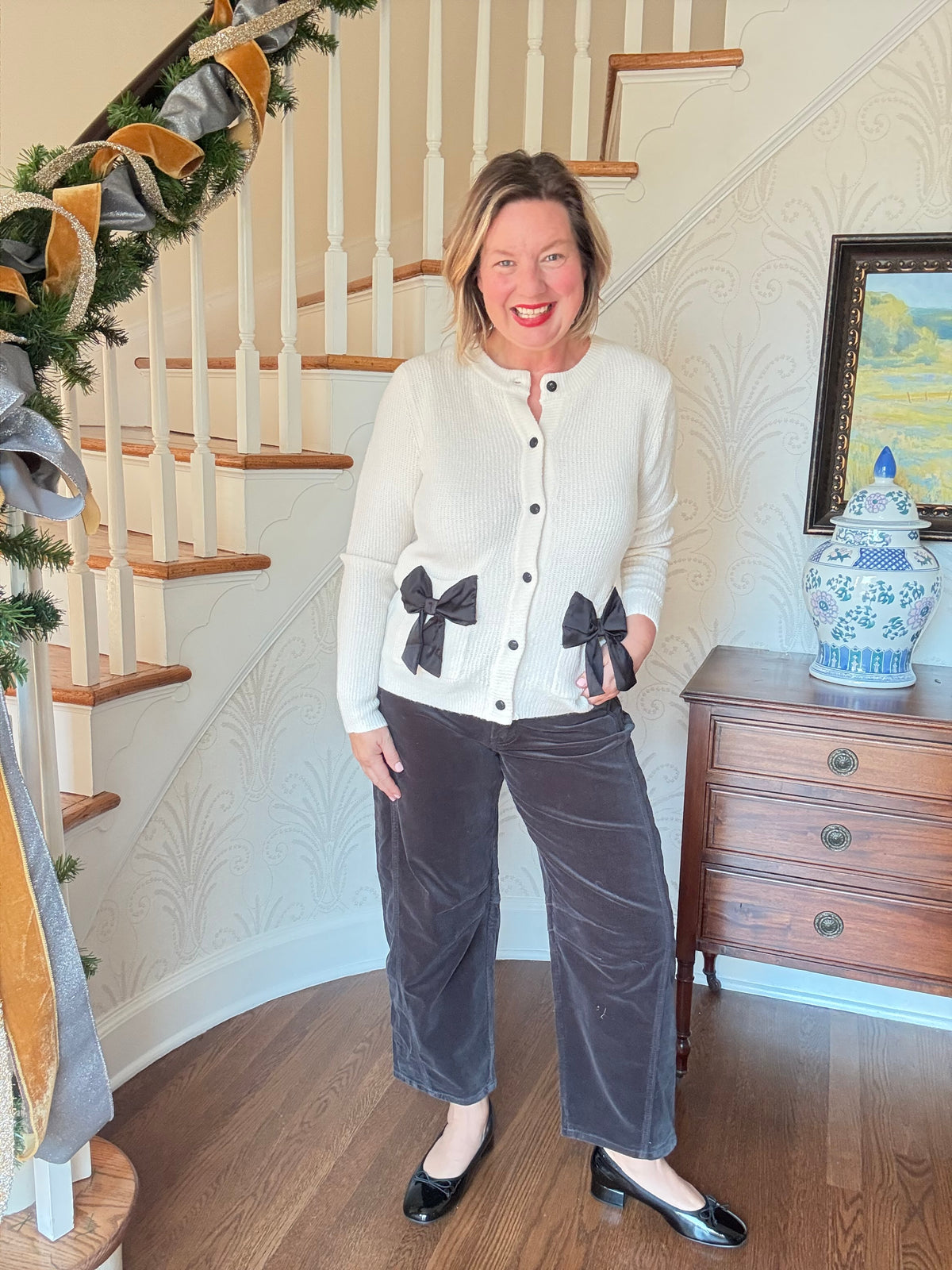 Kate High Rise Corduroy Barrel Jean - Dark Gray