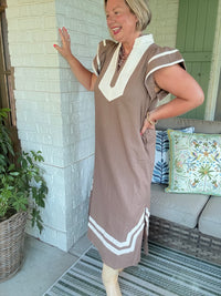 Matlida Mocha Ruffle Sleeve Midi Dress