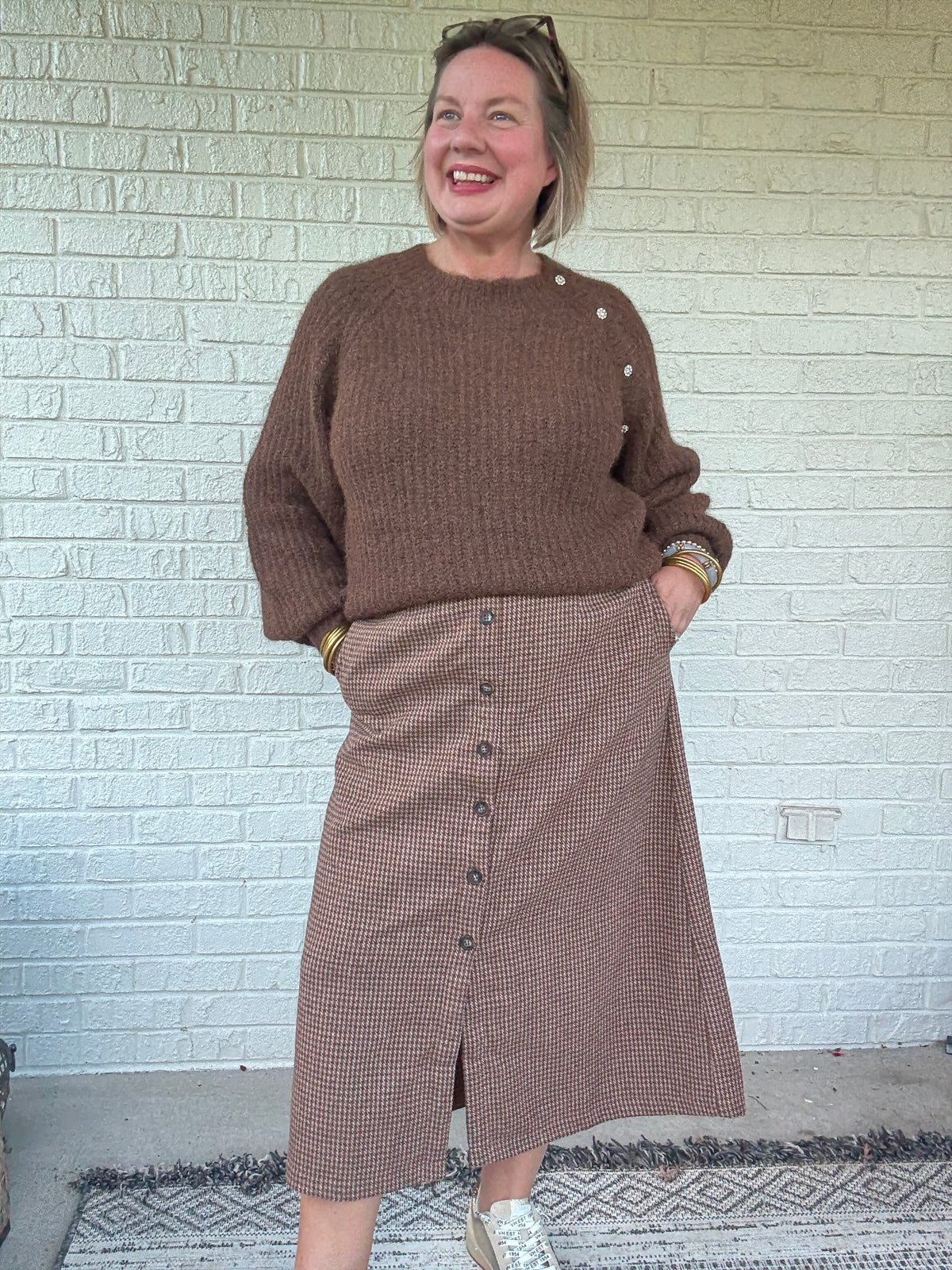 Harvest Tweed Skirt - Rust