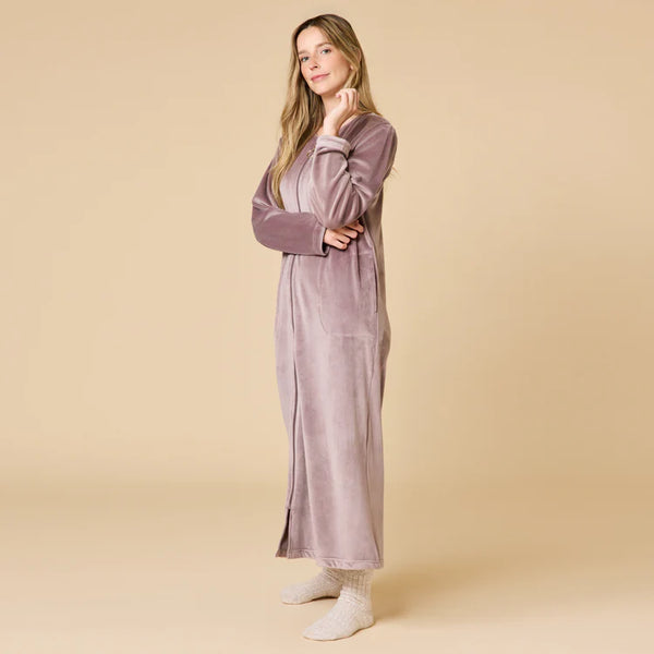 Softies Serenity Mink Zip Robe - Driftwood