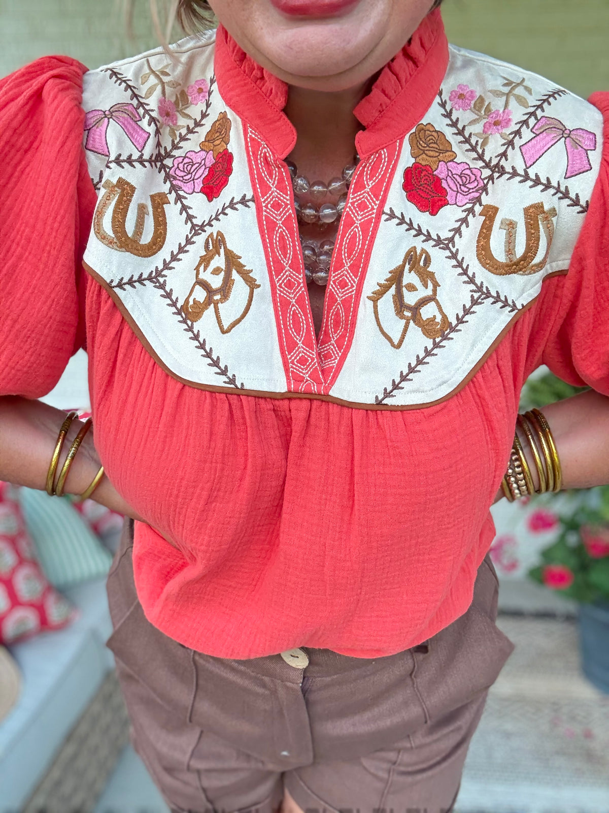 Daisy Rodeo Top - Orange
