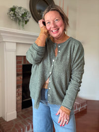 Blair Button Down Cardigan - Dark Sage
