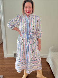 Breezy Printed Midi Dress - Blue