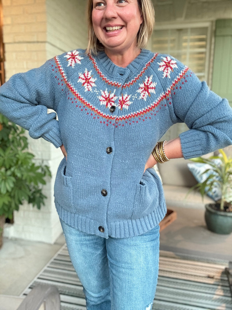 Sweater Weathered Blue Cardigan