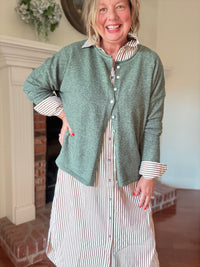 Blair Button Down Cardigan - Dark Sage