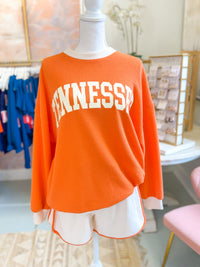 Cream Textured Knit Short with Orange Contrast Trim