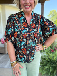 Lila Floral Top - Black