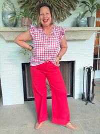 Red, White, and Blue Gingham Top