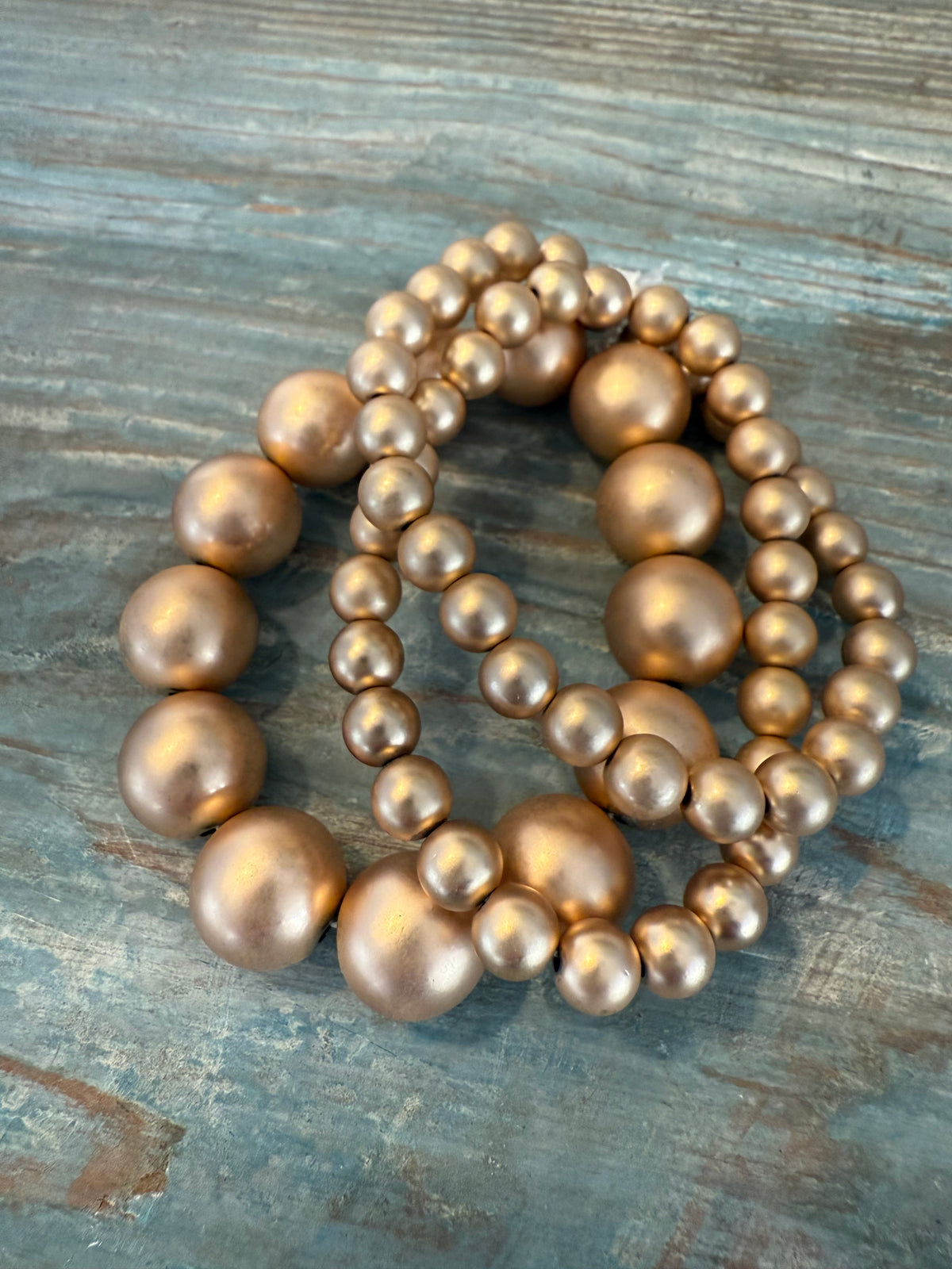 Gold Beaded Stretch Bracelet Set