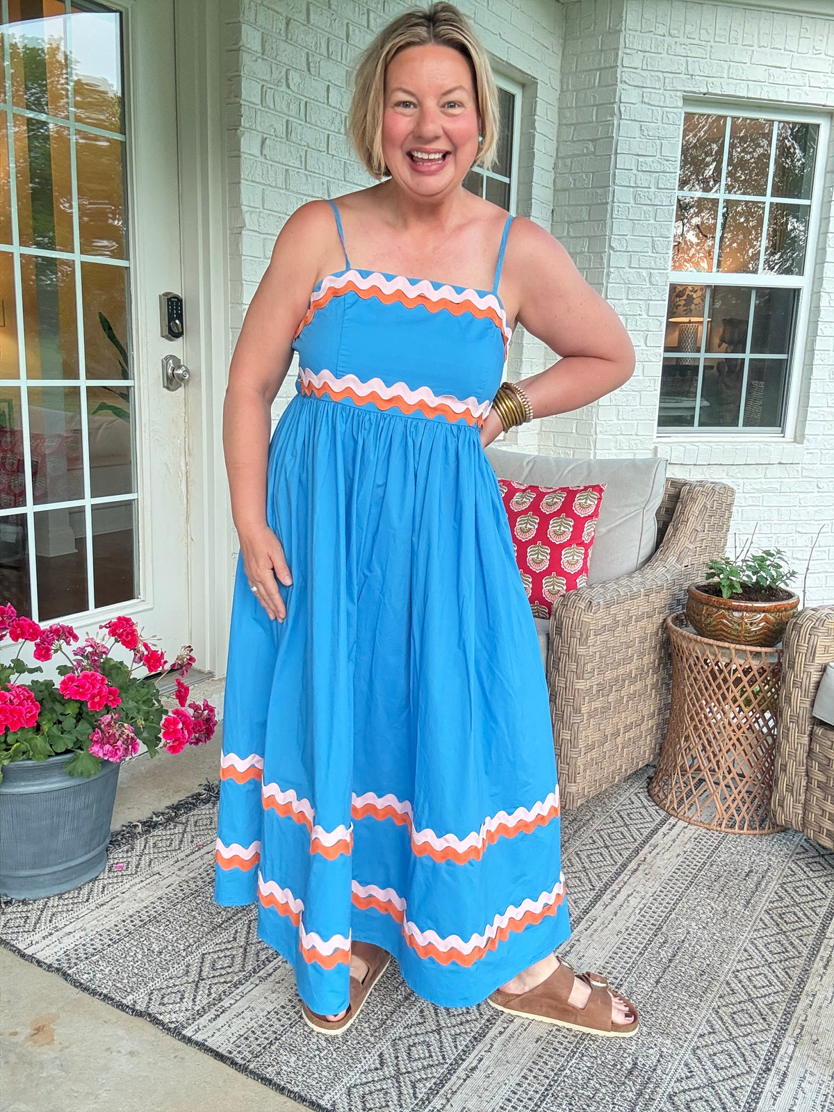 Sun Kissed Ric Rac Midi Dress - Blue