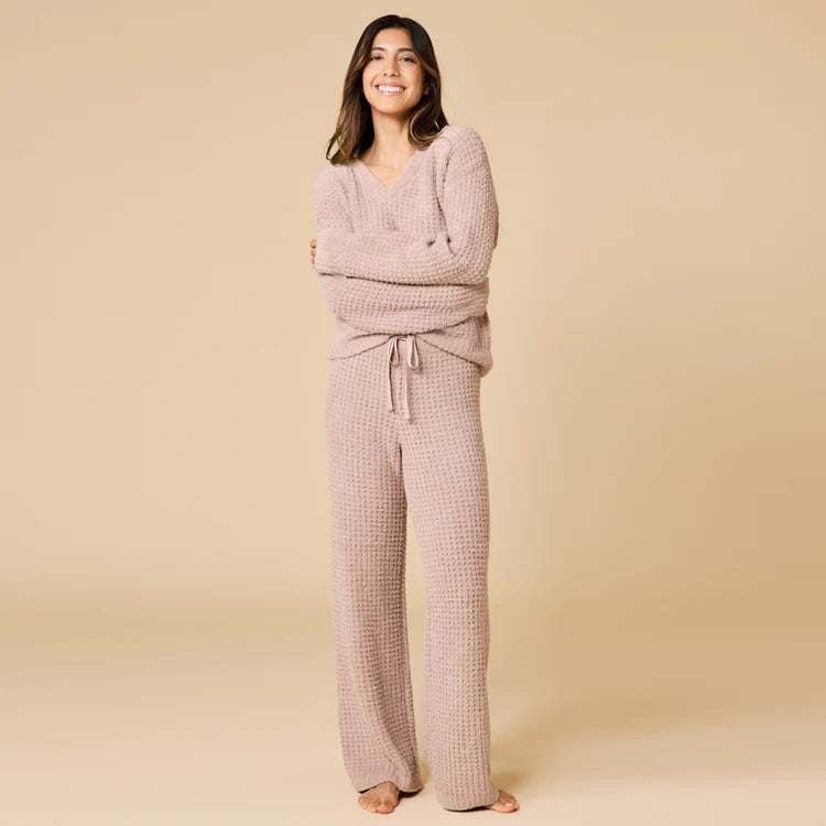 Softies Waffle Marshmallow V-Neck with Long Pant - Coco