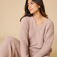 Softies Waffle Marshmallow V-Neck with Long Pant - Coco